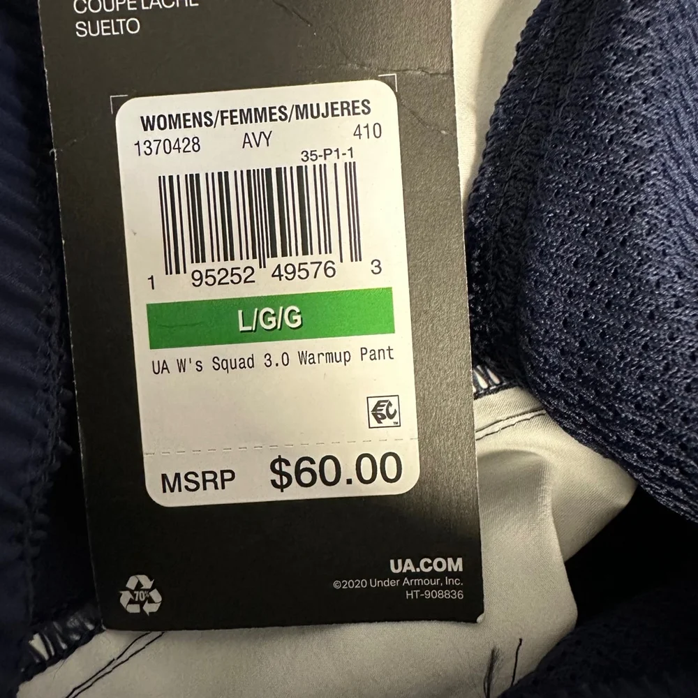 Women's Under Armour Jogger Pants Size L Navy Blue Auburn Lacrosse Club NWT NEW - Picture 13 of 14